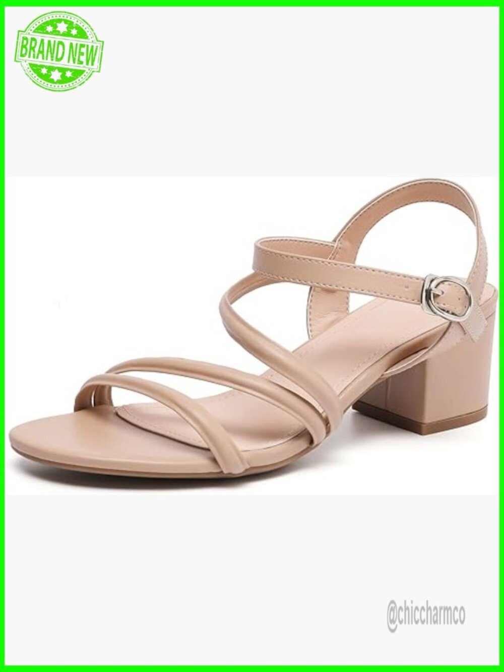 Women's Strappy Open Toe Rhinestone Low Block Chunky Heels Sandals